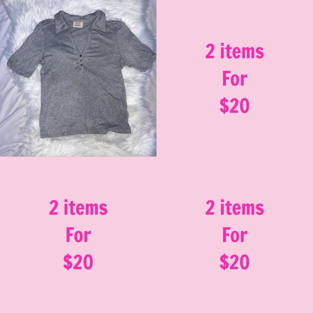3/$30 Project Social T. Womens Gray Tee V Neck Collared Size Large